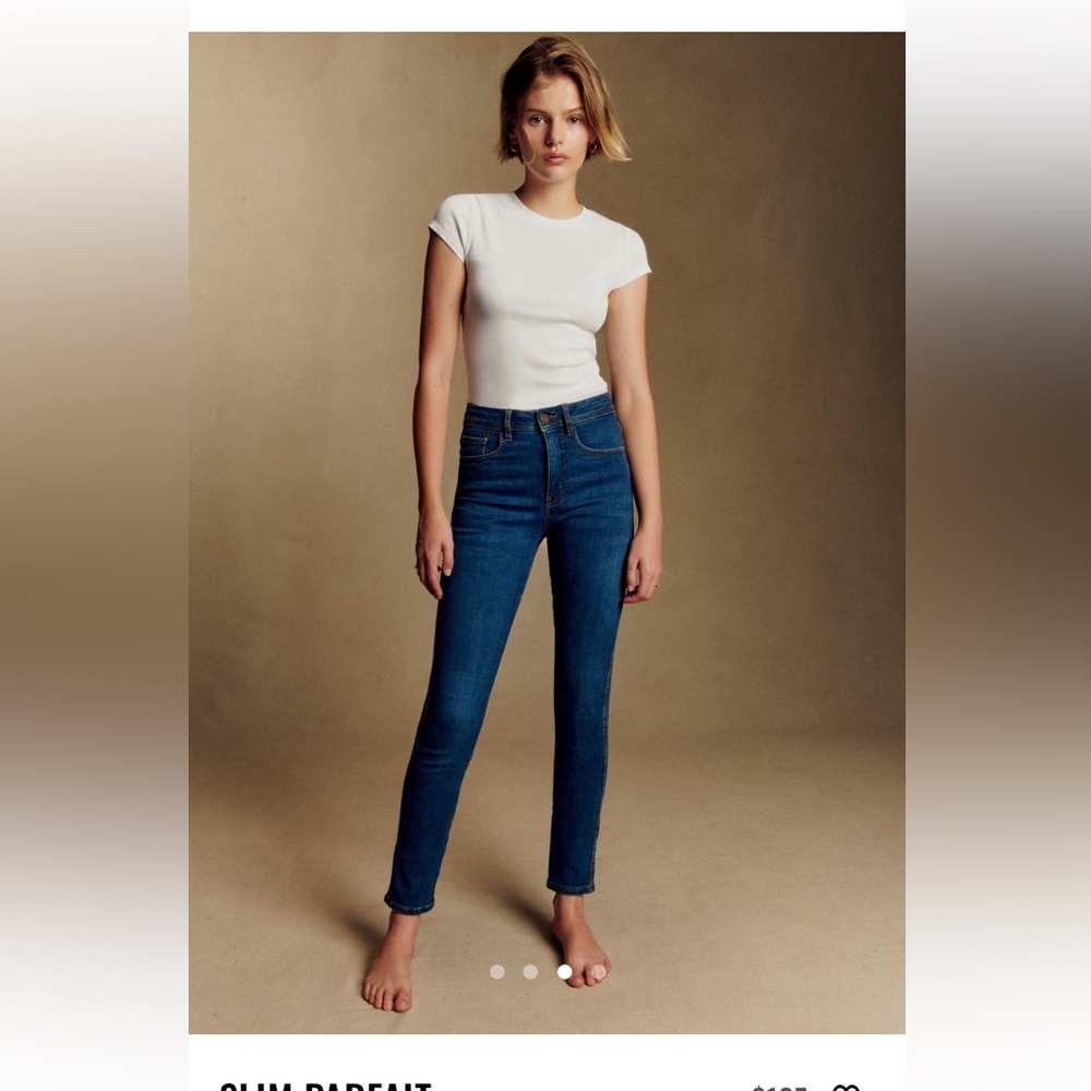 Sézane Slim High-Rise Jeans in Deep Blue